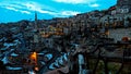 Stone houses and caves at Uchisar region in Cappadocia in Turkey Royalty Free Stock Photo