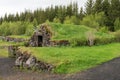 Stone hut with grass roof in Reykholt