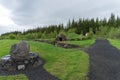 Stone hut with grass roof in Reykholt