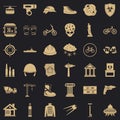 Stone icons set, simple style