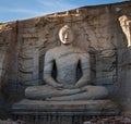 Stone image of Buddha Gautama in dhyana mudra Royalty Free Stock Photo