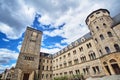 Stone Imperial castle with clock tower Royalty Free Stock Photo