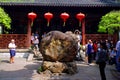 A stone inscribed by the president, people from all over the world come to visit, they are in the antique Chinese ancient