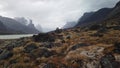 Stone inukshuk in the remote arctic wilderness of Baffin Island, Nunavut, Canada. Akshayuk pass hike in Auyuittuq