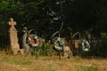 Stone and iron grave monuments in the Romanian countryside