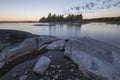 Stone islands, skerries, in the northern Ladoga lake in Karelia in Russia Royalty Free Stock Photo