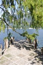 Stone jetty at Lake Como Royalty Free Stock Photo
