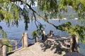 Stone jetty at Lake Como Royalty Free Stock Photo