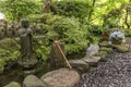 Stone Jizo Bodhisattva Statues and Tsukubai Water Fountain in Hasedera Temple, Kamakura, Japan