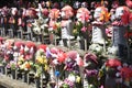 Stone Jizo statues, patrons of unborn children, at Zozo-ji Temple in Japan