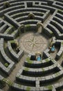 Stone labyrinth featuring concentric circular pathways with high Royalty Free Stock Photo