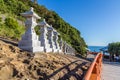 Stone lamp in Udo jingu on Nichinan coastline, Kyushu, Japan Royalty Free Stock Photo