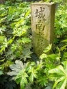 Stone landmark and the green(vetical)