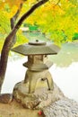 Stone lantern in Japanese garden at Toji temple in Kyoto Royalty Free Stock Photo