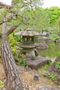 Stone lantern in Kokoen Garden near Himeji castle, Japan Royalty Free Stock Photo