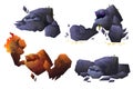 Stone and lava golem characters in different poses