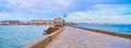 The stone levee of San Sebastian Castle, Cadiz, Spain