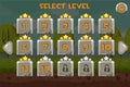 Stone Level selection screen. Game ui set on the funny background