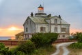 Stone lighthouse building in summer afternoon sun on Stora Karlso. Gotland, Sweden