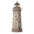 Stone Lighthouse Illustration on White Background Royalty Free Stock Photo