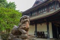 Stone lion before ancient building,Chengdu Royalty Free Stock Photo