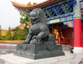 Stone lion In Chongshen Buddhist monastery.