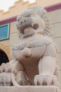 Stone Lion Guardian statue at the entrance gate of Anek Kusala Sala Viharn Sien, Thai-Chinese temple in Pattaya, Thailand. It wa Royalty Free Stock Photo