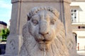 Stone lion head sculpture and fountain. water spout Royalty Free Stock Photo