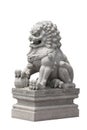 Stone lion sculpture Chinese style on white background
