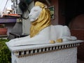 Sculptured golden maned lion