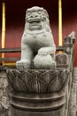 Stone lion statue on the stair way to the castle Royalty Free Stock Photo