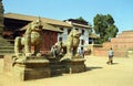 Stone lions, Bhaktapur, Nepal