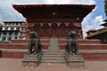 Stone lions in Durbar square, Patan, Nepal Royalty Free Stock Photo