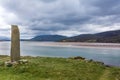 Stone marker on shore of Kyle of Durness, Scotland.