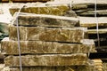 Stone masonry material on construction site