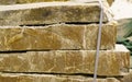 Stone masonry material on construction site