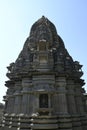 Stone masonry Shikhara with carvings of statue of Vishnu the God at Vitthal Temple, Palashi, Parner, Ahmednagar