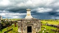 The stone mausoleum of the medieval church of Killilagh in the village of Doolin