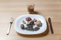 Stone meal on a table Royalty Free Stock Photo