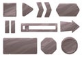Stone menu buttons. GUI design elements. Natural rocky texture interface frames. Boards with fissures. Objects for game