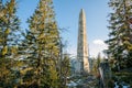 Stone monument of Adalbert Stifter at the PlÃÂ¶ckenstein Plechy mountain above Plesne Lake in the Bohemian Forest, Sumava