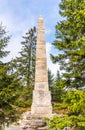 Stone monument of Adalbert Stifter - writer of Sumava Mounains - above Plechy Lake, Sumava National Park, Czech Republic