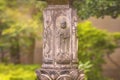 Stone monument depicting carvations of Jizo bodhisattva in Tennoji temple.