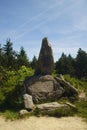 A stone monument of Theodor KÃÂ¶rner on the top of Smrk in the Czech Mountains