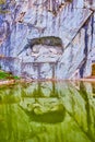 Stone monument to dying lion, the Lion of Lucerne Lowendenkmal is the most famous in Switzerland Royalty Free Stock Photo