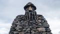 Stone monument to mythological hero Bardur Snaefellsas in Arnarstapi, Iceland