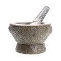 Stone mortar and pestle isolated on a white background Royalty Free Stock Photo