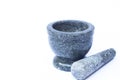 Stone mortar and pestle on white background Royalty Free Stock Photo