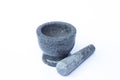 Stone mortar and pestle on white background Royalty Free Stock Photo