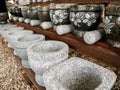 Stone Mortar and Pestles Arranging in Rows Royalty Free Stock Photo